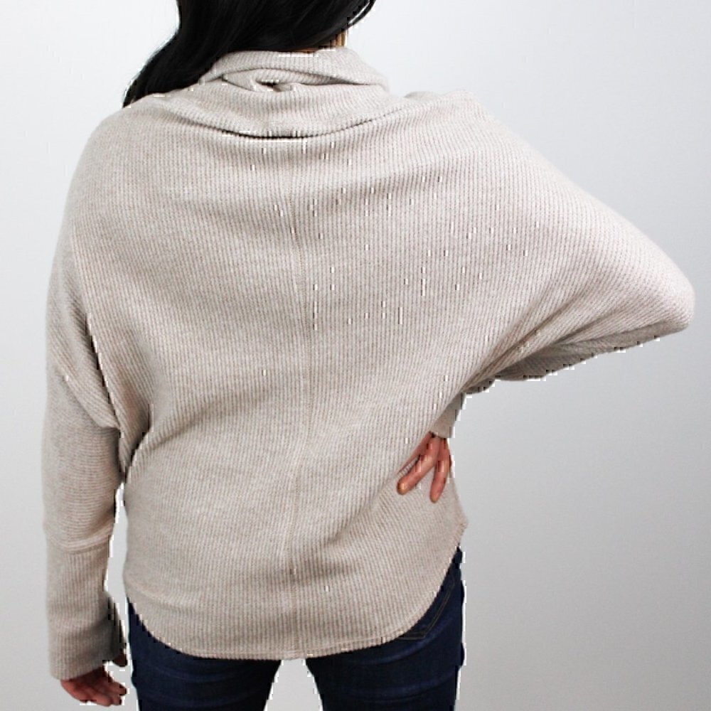 Slouchy Knit Tunic Sweater - Taupe - Picture 5 of 5